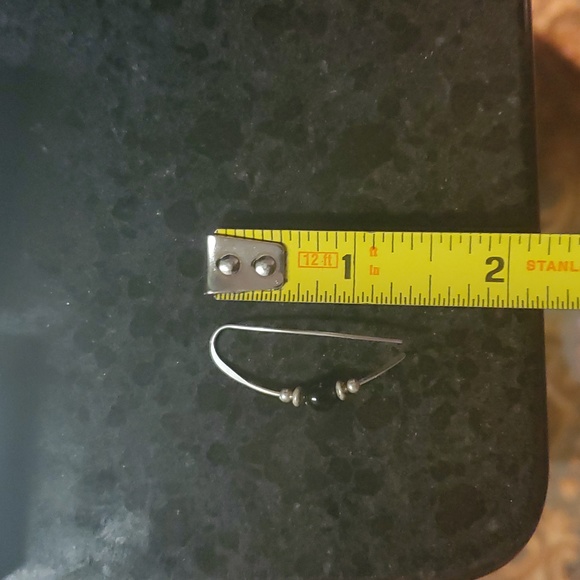 STERLING SILVER Wire Earrings with Beads - Picture 5 of 7